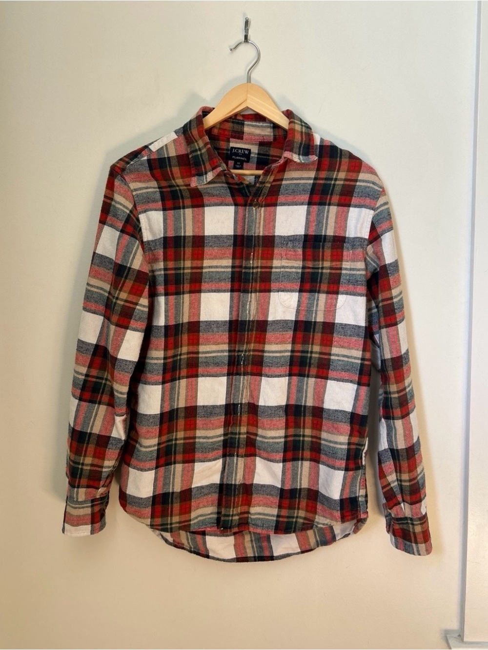 J. Crew Red White and Green Plaid Button-Down Flannel